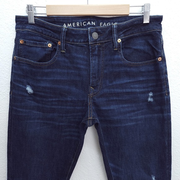 American Eagle Slim Taper Jeans Next Level Airflex Stretch Dark Wash 32 x 34 - Picture 2 of 14